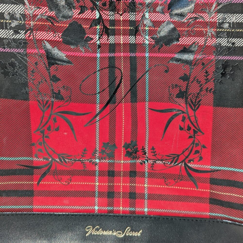 Victoria's Secret limited edition plaid floral tote. EUC! - Picture 2 of 5